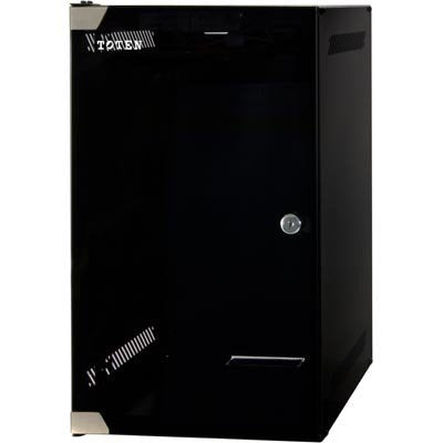10 Inch 9U SOHO Rack Cabinet tempered glass door, black with lock, unassembled (WxDxH) 280 x 310 x 463mm
