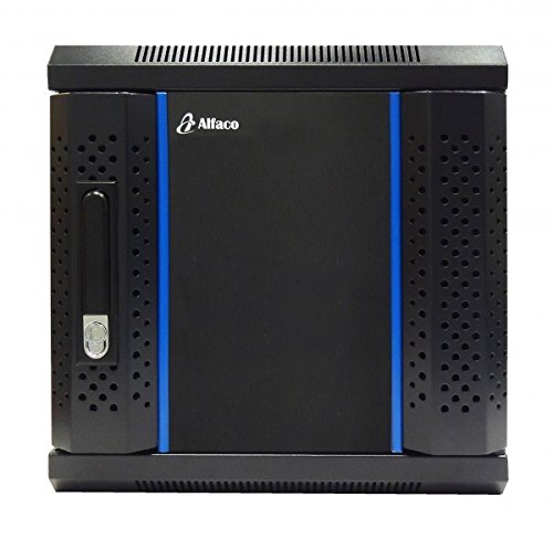 10 Inch 6U Wall Mount SOHO Rack with tempered glass door, black with lock, assembled (WxDxH) 370 x 450 x 368mm - Rack Sellers