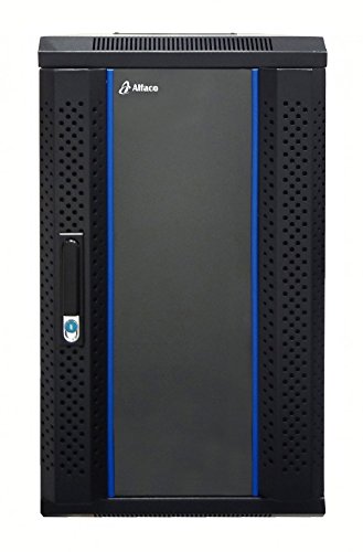 10 Inch 9U Wall Mount SOHO Rack with tempered glass door, black with lock, assembled (WxDxH) 370 x 450 x 501mm - Rack Sellers