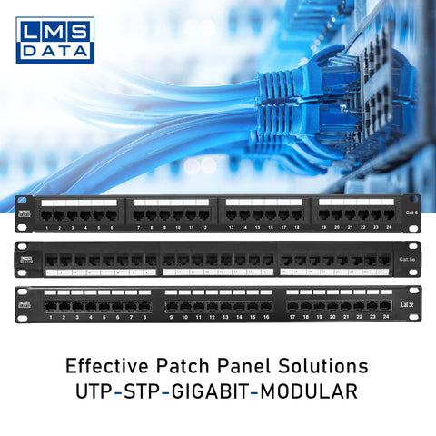 24 Port 1U Vertical Rackmount CAT6 UTP Patch Panel Plus Back Bar (PPAN-24-C6-VLC)