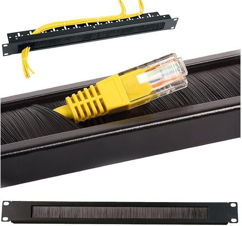 1U 19" Cable Management Brush Panel - Front Loading