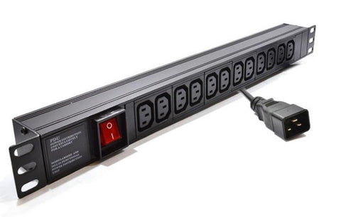 10 Way Horizontally Mounted Rackmount IEC 14 Plug PDU - IEC 13 Sockets (PDU-10WS-H-IEC-IEC)