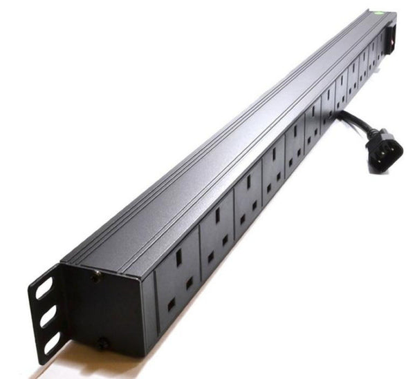 12 Way Vertically Mounted Rackmount IEC PDU - UK Sockets (PDU-12WS-V-UK-IEC)