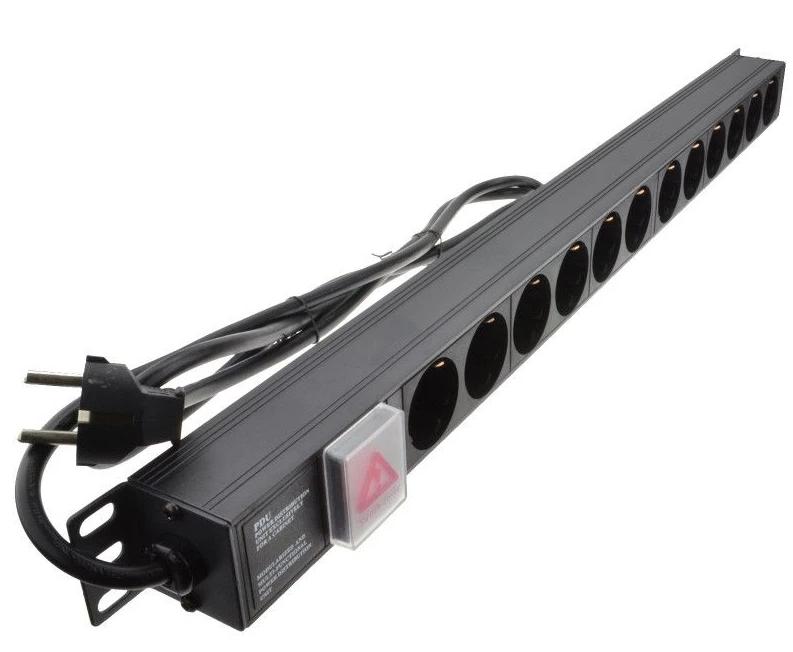 16 Way Vertically Mounted Schuko Plug PDU - 16A Schuko Sockets
