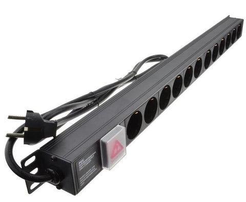 16 Way Vertically Mounted Schuko Plug PDU - 16A Schuko Sockets