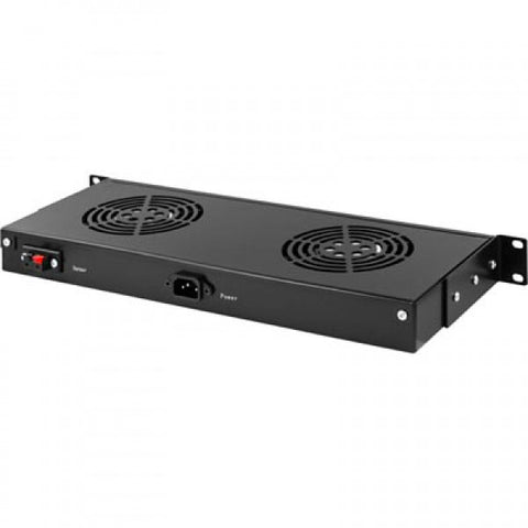 1U, 19 inch rackmount fan element with 2 fans with thermostat for IT Network Server Data Cabinet Enclosure Racks