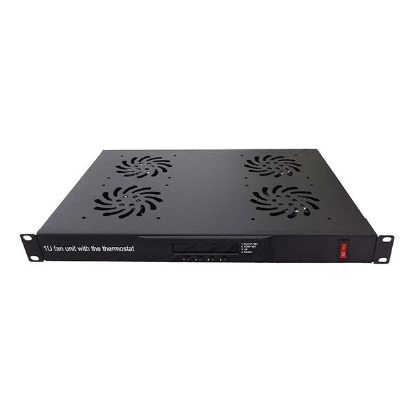 1U, 19 inch rackmount fan element with 4 fans with thermostat for IT Network Server Data Cabinet Enclosure Racks