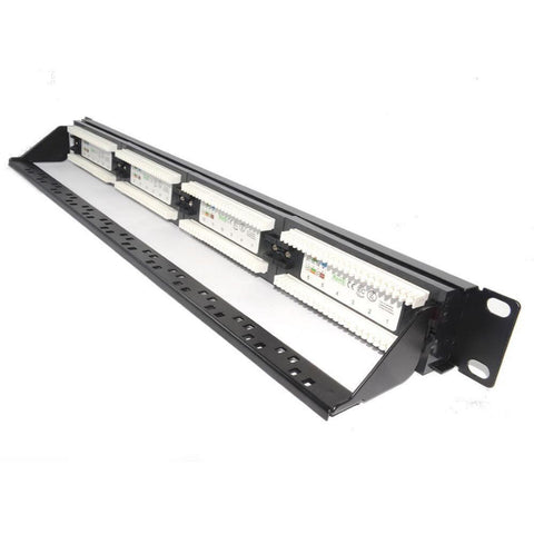 24 Port 1U Rackmount CAT6 UTP Patch Panel Plus Back Bar (PPAN-24-C6-BB)