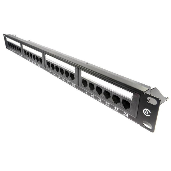 24 Port 1U Rackmount CAT6 UTP Patch Panel Plus Back Bar (PPAN-24-C6-BB)
