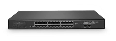 24 Port Gigabit Ethernet 10/100/1000 Rackmount PoE Switch + 2 SFP Ports (SW2402100-G-POE)