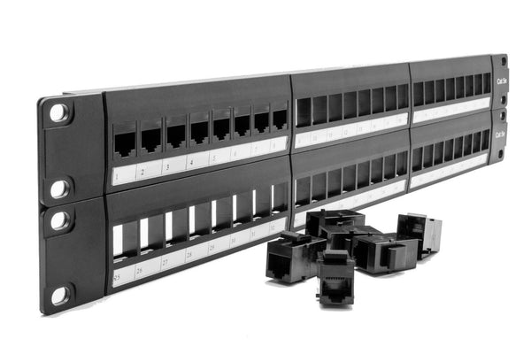 48 Port 1U Rackmount CAT5E UTP Modular Patch Panel (PPAN-48-THRU)