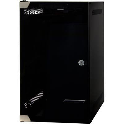 10 Inch 6U Wall Mount SOHO Rack Cabinet,tempered glass door, black with ...