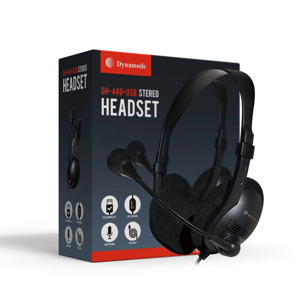 USB Computer Headset Wired Over Ear Headphones Home, Office, Skype, Zoom, Inline Control