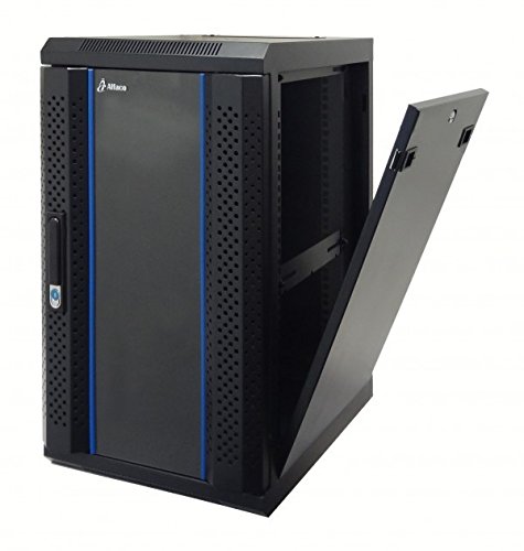 10 Inch 9U Wall Mount SOHO Rack with tempered glass door, black with l ...