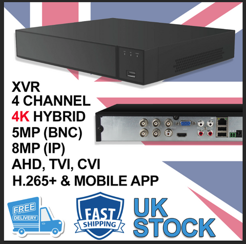 Smart Full HD 1080P 4K 4 Channel CCTV DVR 4CH Recorder Security 2MP/5MP/8MP HDMI