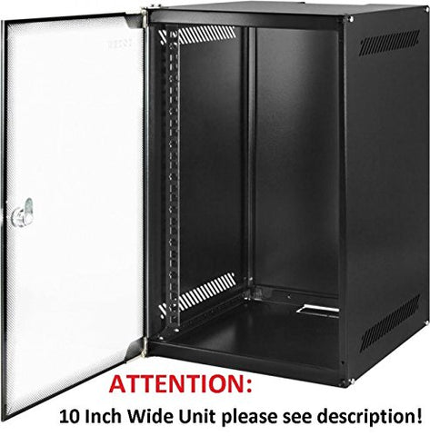 10 Inch 15U SOHO Rack Cabinet tempered glass door, black with lock, unassembled (WxDxH) 280x310x730mm