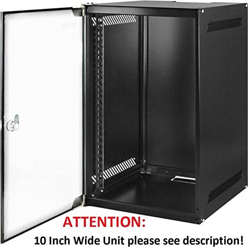 10 Inch 15U SOHO Rack with tempered glass door, black with lock, unassembled (WxDxH) 280x310x730mm - Rack Sellers