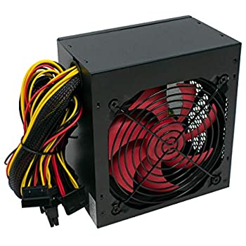 LMS Data 750W PC Power Supply Unit Quiet 12cm Red Fan PSU ATX 6-Pin PCI-E SATA
