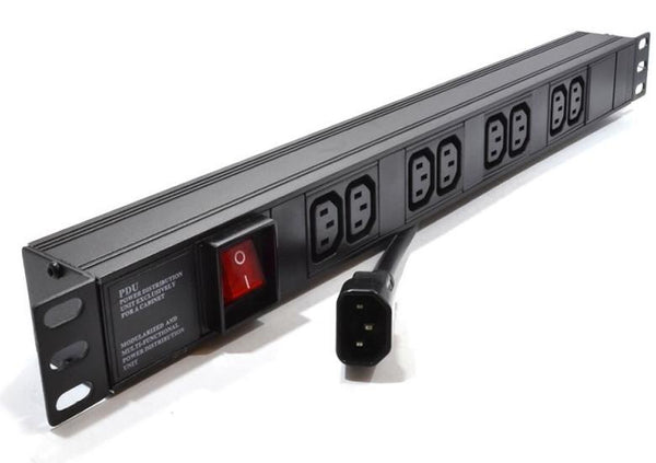 8 Way Horizontal Surge Protected Rackmount IEC 14 Plug PDU - IEC 13 Sockets (PDU-8WS-H-SP-IEC-IEC)