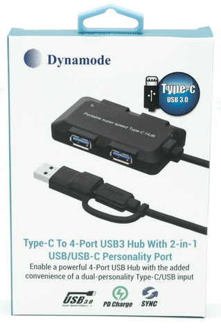 USB Type-C to 4-Port USB3 Hub with USB Input Port (C-TC-2IN1-USB3HUB)