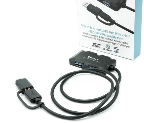 USB Type-C to 4-Port USB3 Hub with USB Input Port (C-TC-2IN1-USB3HUB)