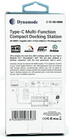 USB Type-C to HDMI 4K, Gigabit and USB3 Docking Station (C-TC-DK-HDMI)