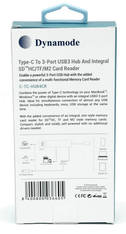 USB Type-C to USB3 Hub and Card Reader Adapter (C-TC-HUB4CR)