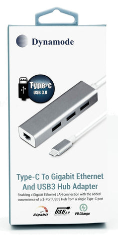 USB Type-C to Gigabit LAN and USB3 Hub Adapter (C-TC-LAN-HUB)