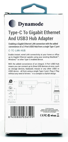 USB Type-C to Gigabit LAN and USB3 Hub Adapter (C-TC-LAN-HUB)
