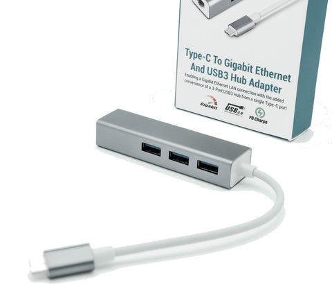 USB Type-C to Gigabit LAN and USB3 Hub Adapter (C-TC-LAN-HUB)