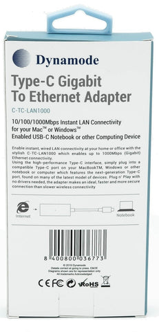 USB Type-C to Gigabit LAN Adapter (C-TC-LAN1000)