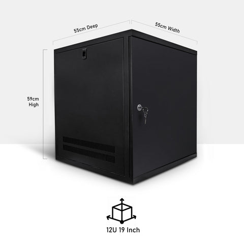 12U 19 inch Deep Wall Mount Network Data Cabinet W/Solid Front Door (WxDxH) 550x550x600mm