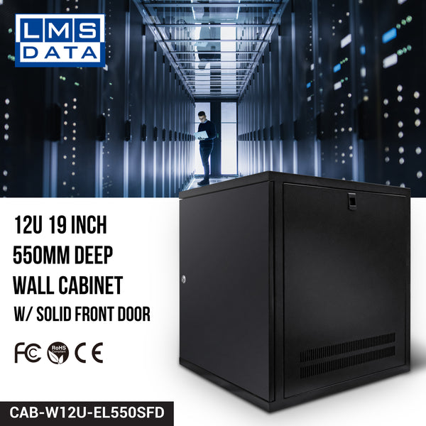 12U 19 inch Deep Wall Mount Network Data Cabinet W/Solid Front Door (WxDxH) 550x550x600mm