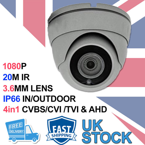 2.0MP 4in1 Grey Dome CCTV Camera - CVBS-CVI-TVI-AHD
