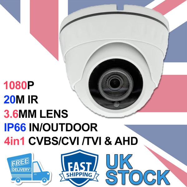 2.0MP 4in1 White Dome CCTV Camera - CVBS-CVI-TVI-AHD
