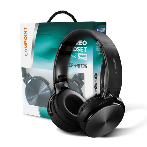 Bluetooth 4.0 Foldable Stereo Headphones with Active Noise Cancellation - Black