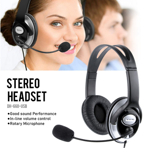 Plug n’ Play Stereo Headset & Microphone - Full Ear - USB