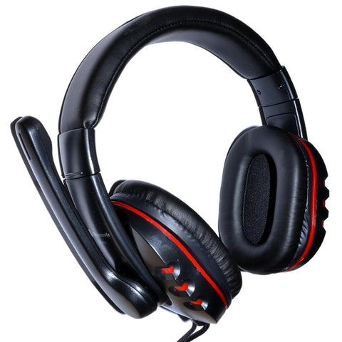 Red & Black Stereo Headphones with Mic - Braided Cable & Inline Volume control
