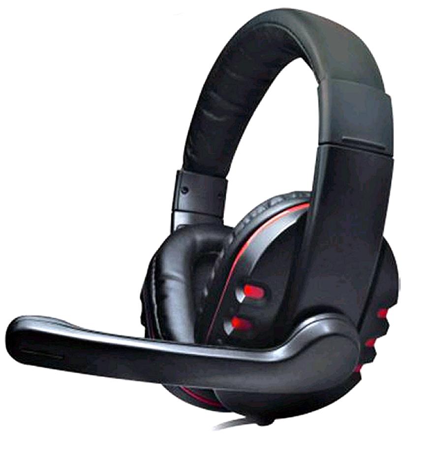 Red & Black Stereo Headphones with Mic - Braided Cable & Inline Volume control