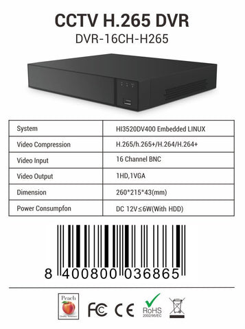 16 Channel H.265/H.265+ 5-in-1 DVR