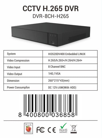 Smart Full HD 1080P 4K 8 Channel CCTV DVR 8CH Recorder Security 2MP/5MP/8MP HDMI