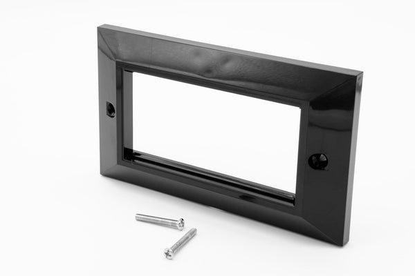 BEVELLED DOUBLE GANG (4 SLOT) FACEPLATE FOR 4 X EURO MODULES - BLACK