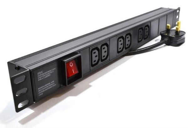 6 Way Horizontally Mounted Rackmount UK Plug PDU - IEC 13 Sockets (PDU-6WS-H-IEC-UK)