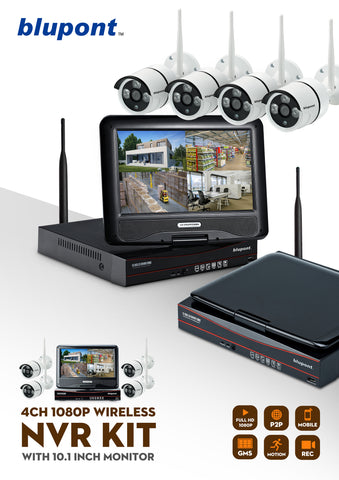 Complete 4-Channel Wireless LCD NVR & Weatherproof Camera Solution