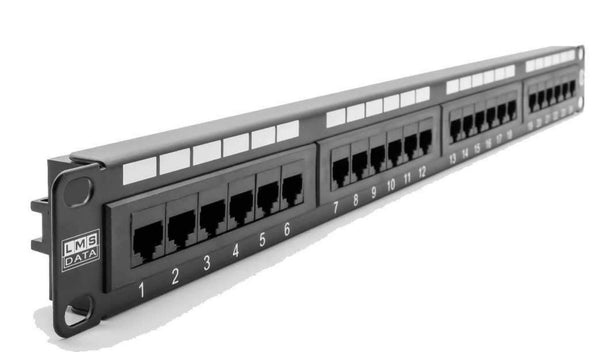 24 Port 1U Rackmount CAT6 UTP Patch Panel Plus Back Bar (PPAN-24-C6-LC)