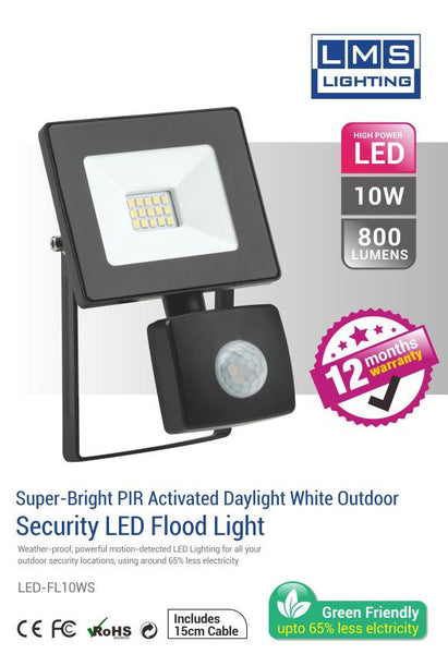 LED Floodlight 10W Outdoor Garden Security Flood Light 12V 220V - PIR Sensor