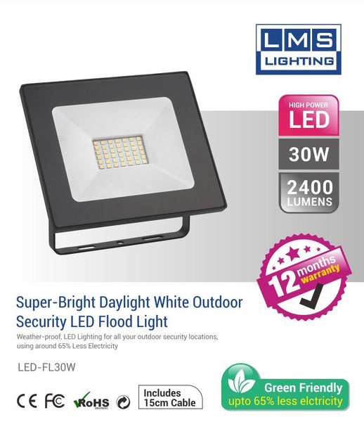 30W LED Flood Light - 2400LM / Lumens (IP65) 2835