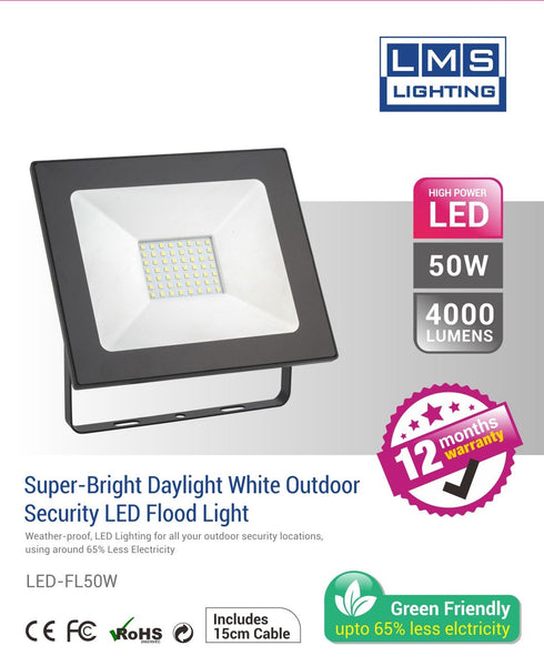 50W LED Flood Light - 4000LM / Lumens (IP65) 2835