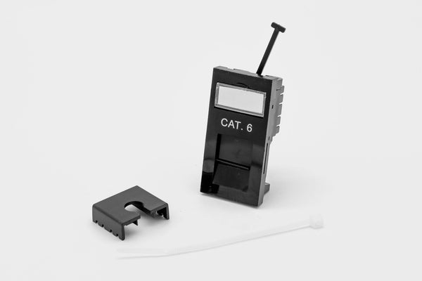 LOW PROFILE CAT6 RJ45 MODULE (W/FLIP NAME PLATE) - BLACK