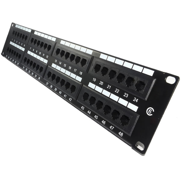 Generic Cat6 Network RJ45 Patch Panel 48 Port 2U 19" (Dual Use) - Rack Sellers